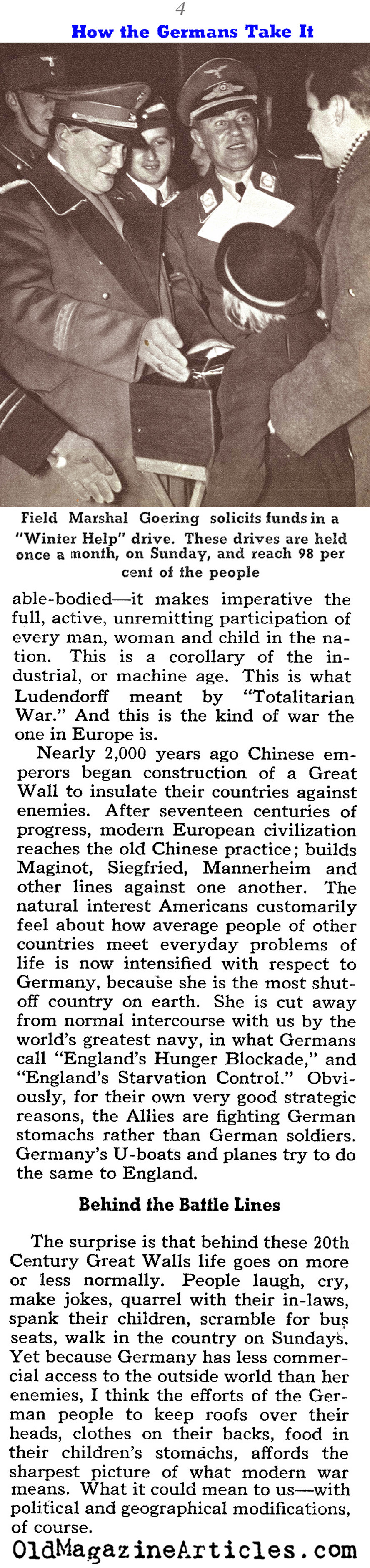 Rationing on the Germn Home Front (Collier's Magazine, 1940)