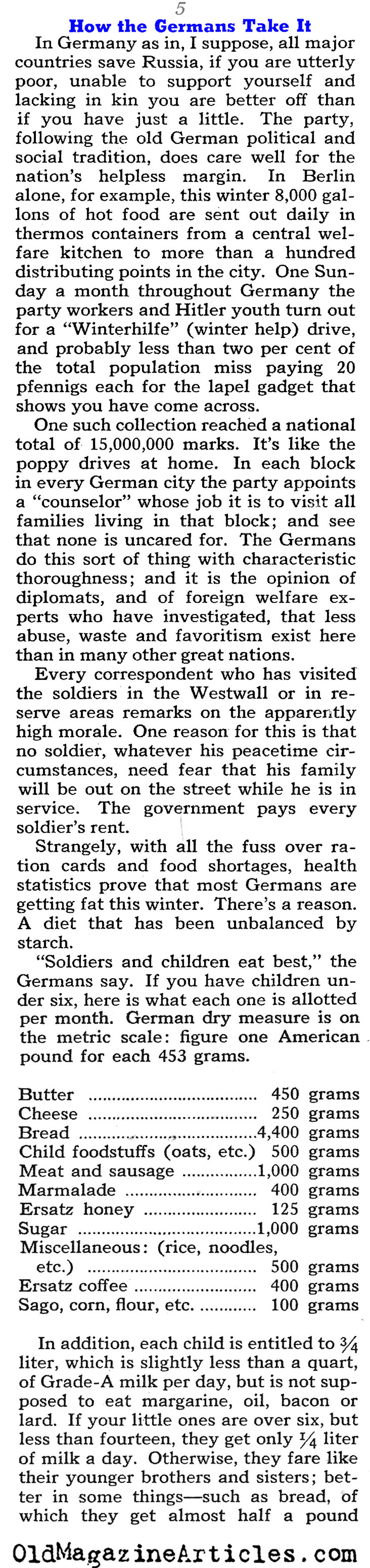 Rationing on the Germn Home Front (Collier's Magazine, 1940)