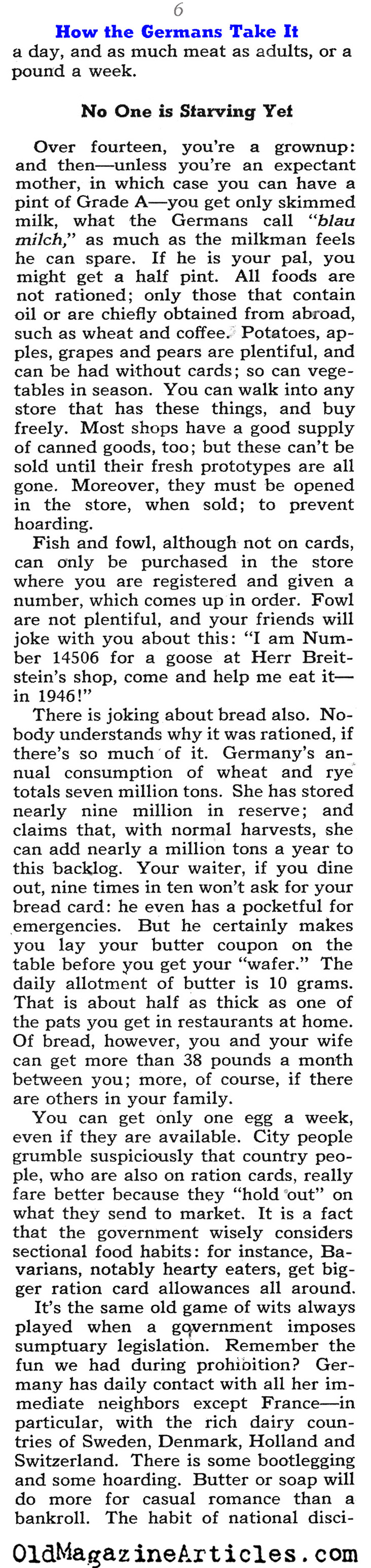 Rationing on the Germn Home Front (Collier's Magazine, 1940)