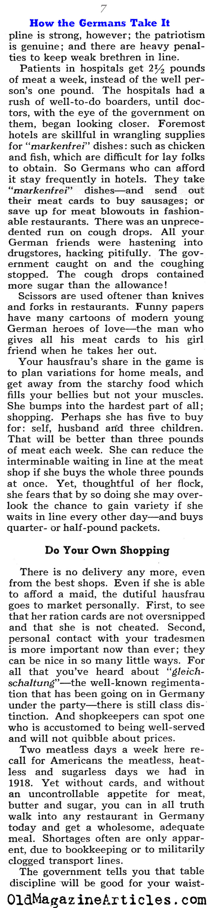 Rationing on the Germn Home Front (Collier's Magazine, 1940)