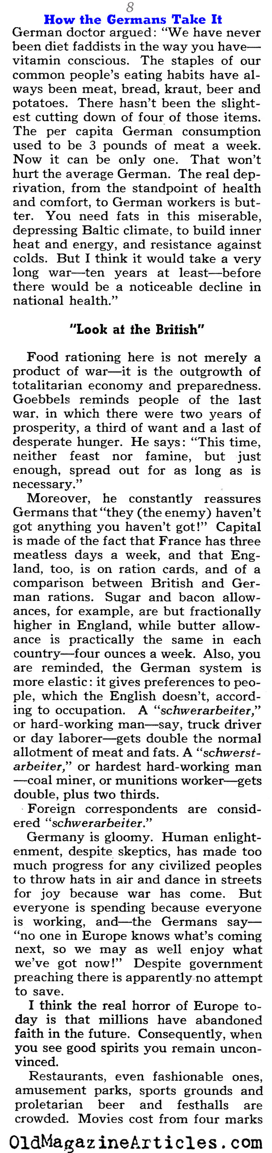 Rationing on the Germn Home Front (Collier's Magazine, 1940)