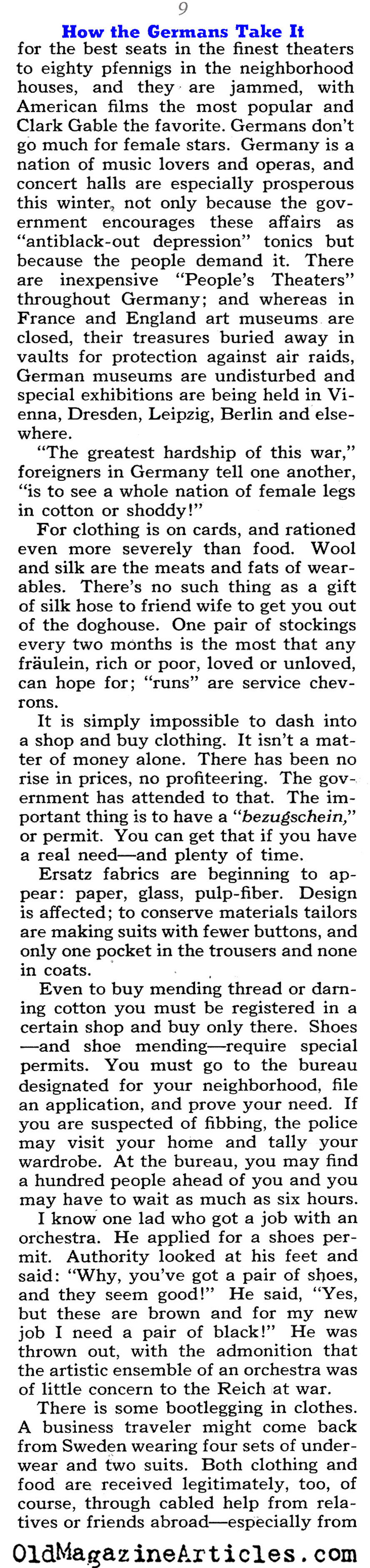 Rationing on the Germn Home Front (Collier's Magazine, 1940)