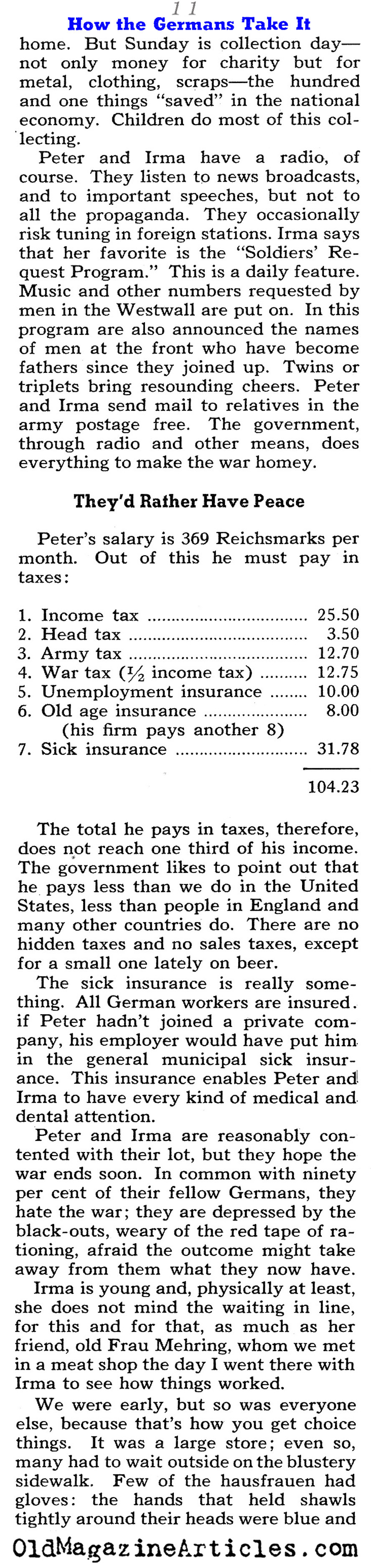 Rationing on the Germn Home Front (Collier's Magazine, 1940)