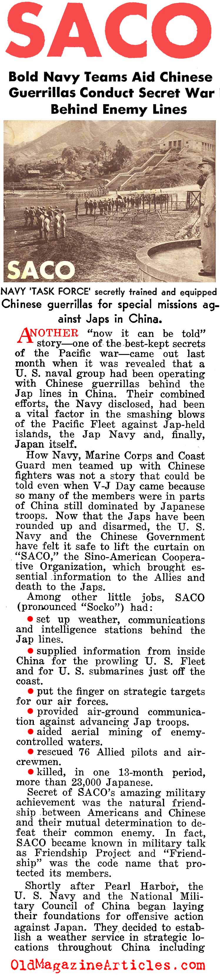 SACO: Training Guerrillas in China (All Hands Magazine, 1945)