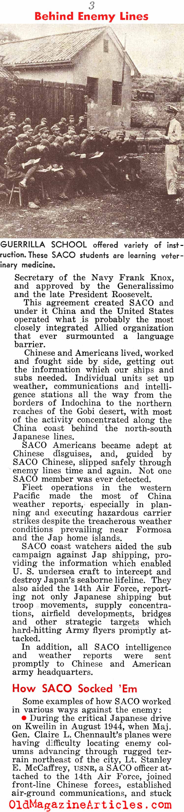 SACO: Training Guerrillas in China (All Hands Magazine, 1945)