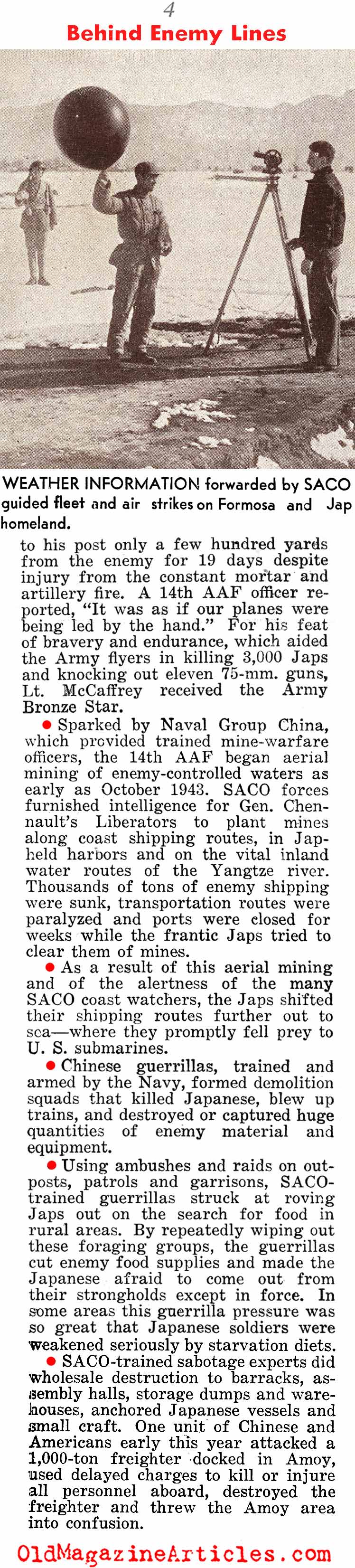 SACO: Training Guerrillas in China (All Hands Magazine, 1945)