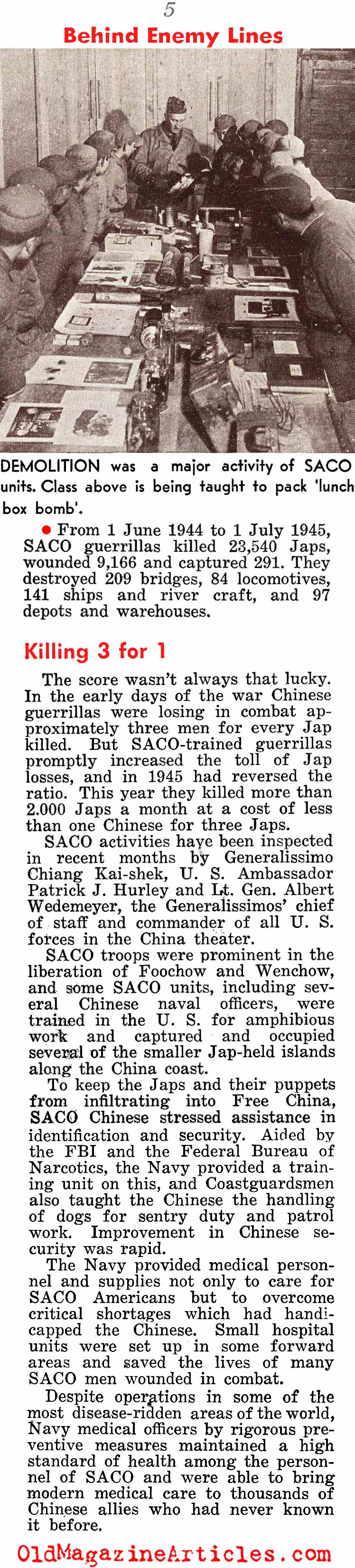 SACO: Training Guerrillas in China (All Hands Magazine, 1945)