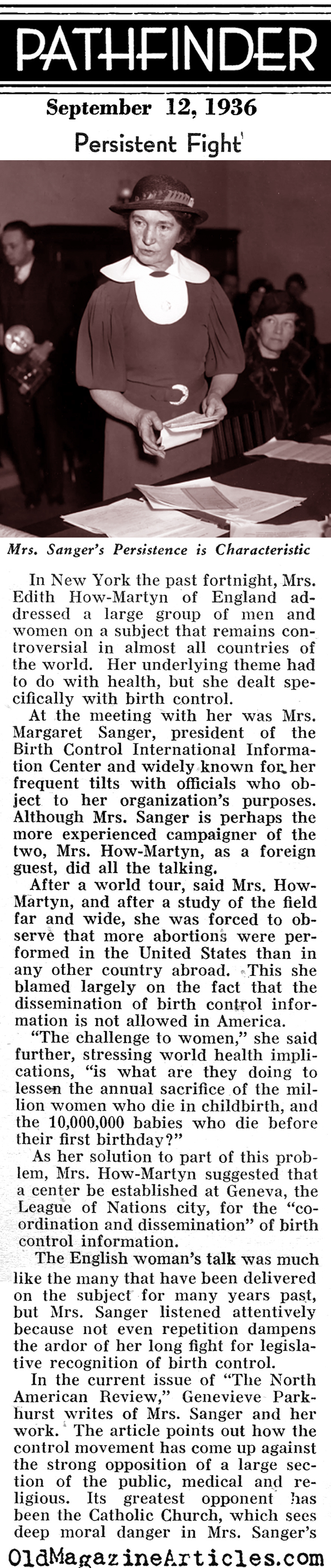 Meet Margaret Sanger (Pathfinder Magazine, 1936)