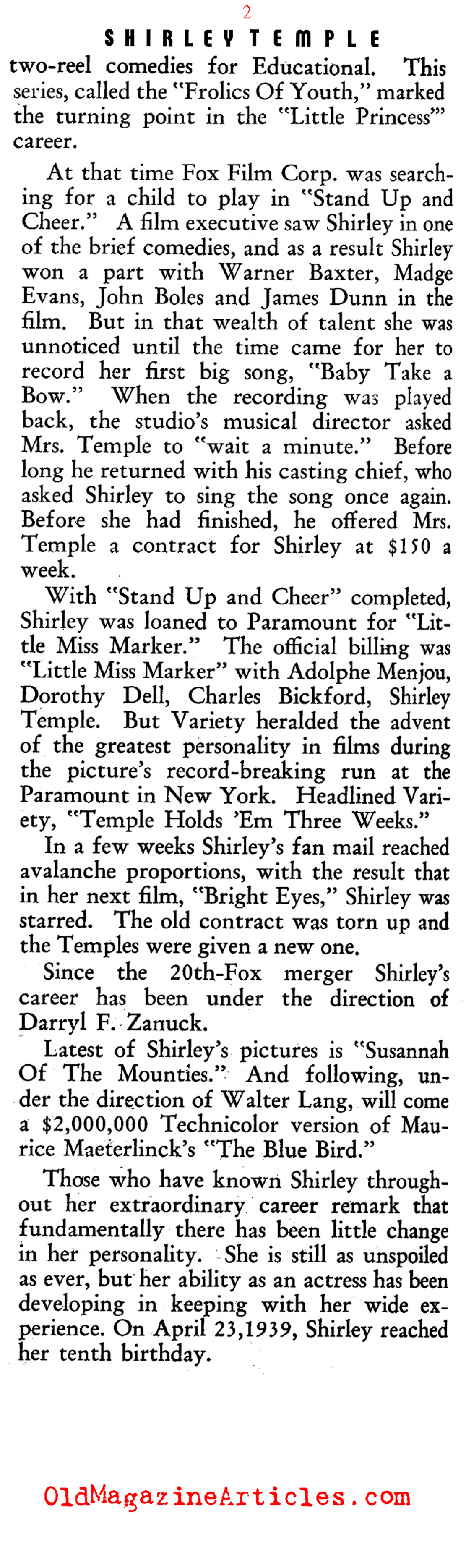 A Profile of Shirley Temple (Film Daily, 1939)