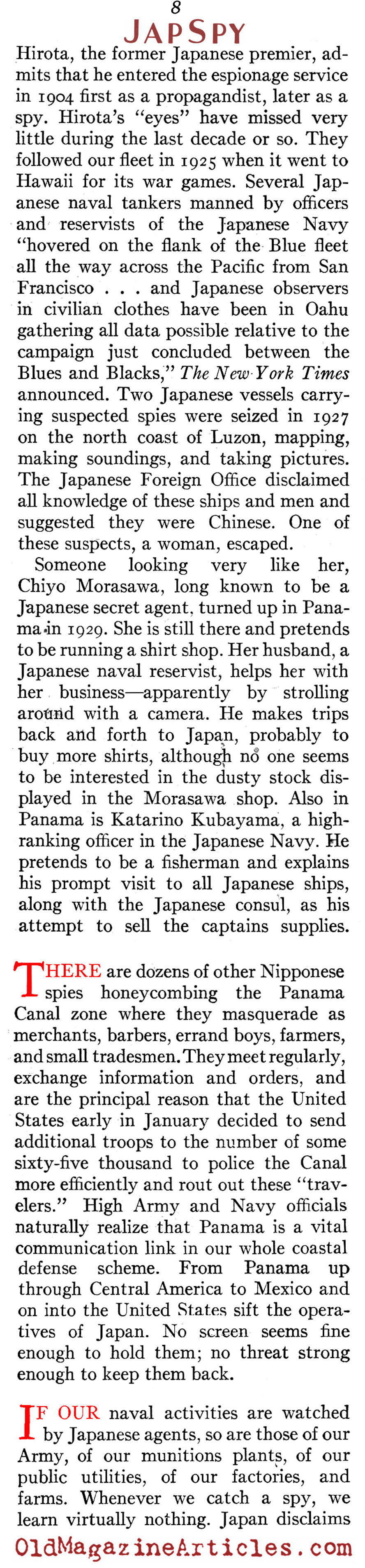 The Japanese Spy Problem (American Legion Magazine, 1939)