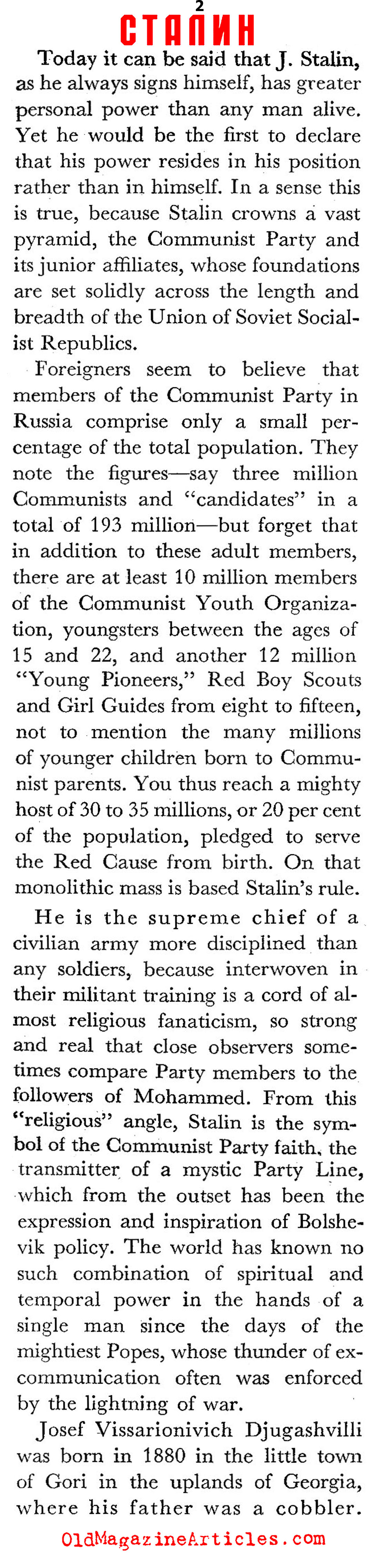 The Optimist's Joseph Stalin (Coronet Magazine, 1943)