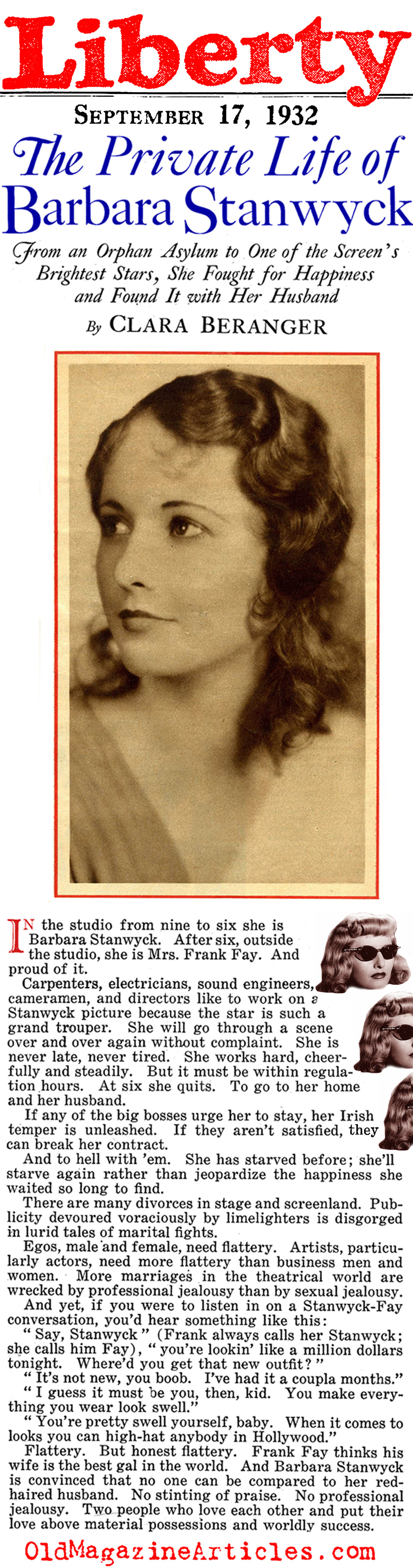 The Young Barbara Stanwick (Liberty Magazine, 1932)