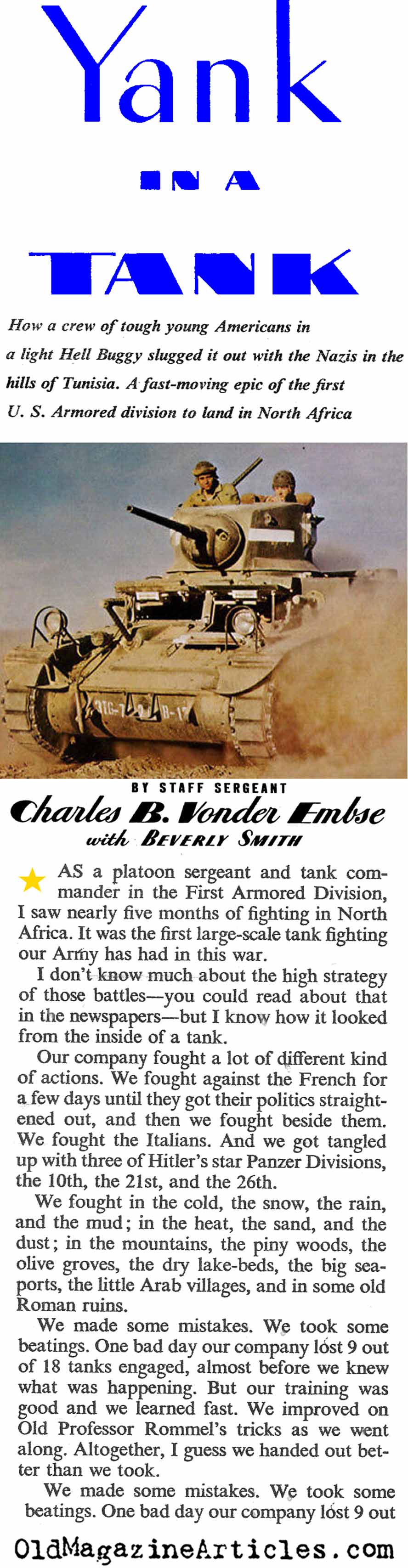 An American Tank in Tunisia (American Magazine, 1943)