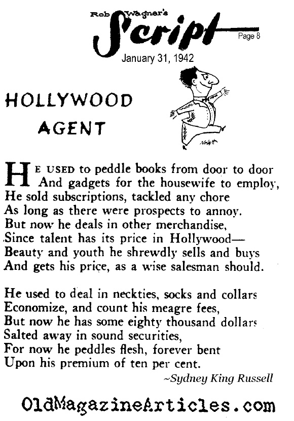 Ode to the Hollywood Agent  (Rob Wagner's Script Magazine, 1942)