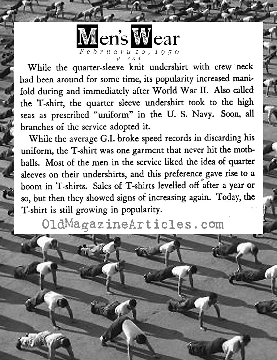 The World War Two Origins of the T-Shirt (Men's Wear Magazine, 1950)