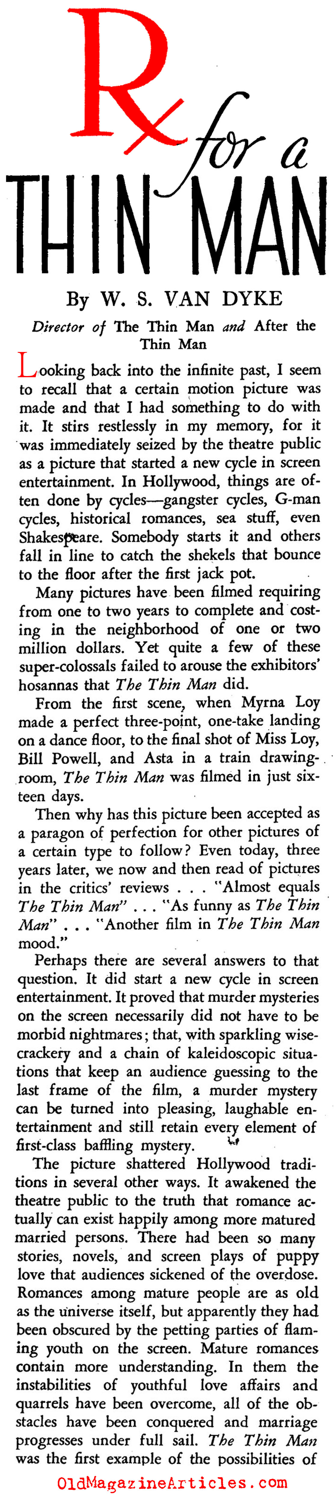 ''The Thin Man'' (Stage Magazine, 1937)