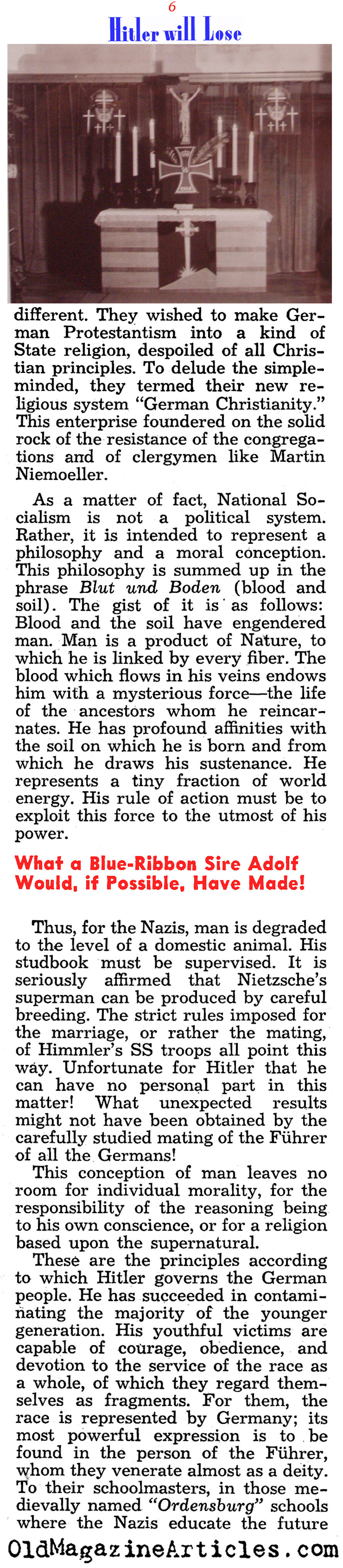 Fritz Thyssen on Hitler (Liberty Magazine, 1941)