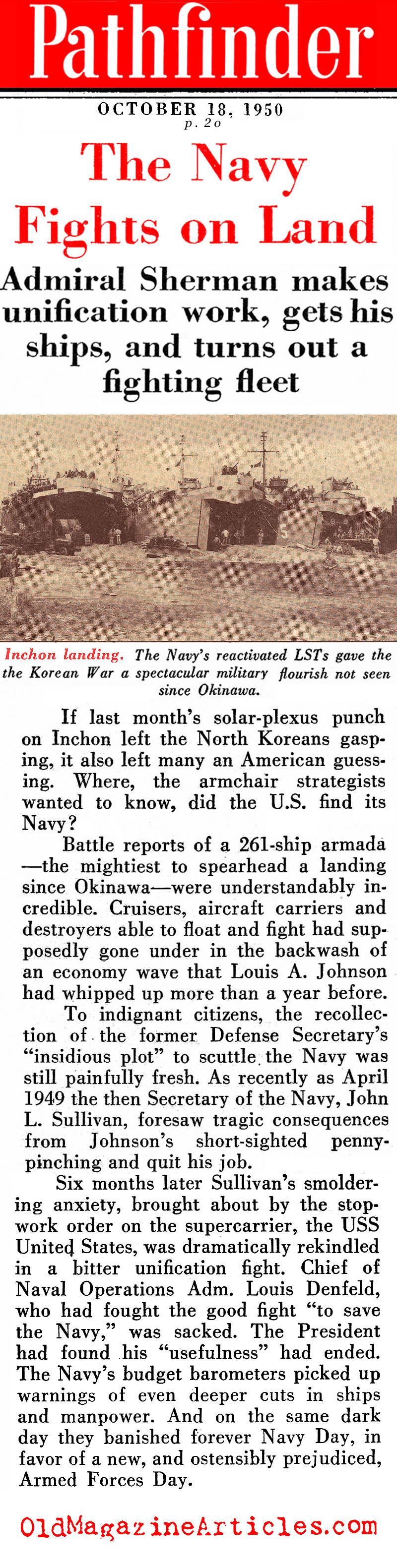 Korea: The Contributions of the U.S. Navy<BR> (Pathfinder Magazine, 1950)