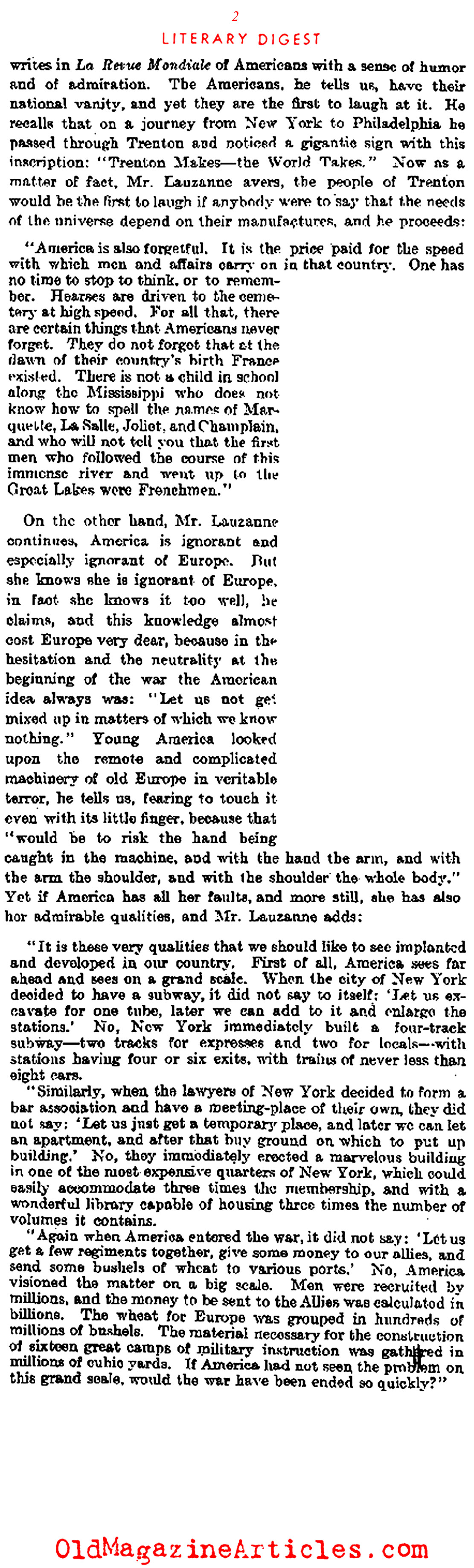 America Vilified in the European Press (Literary Digest, 1928)