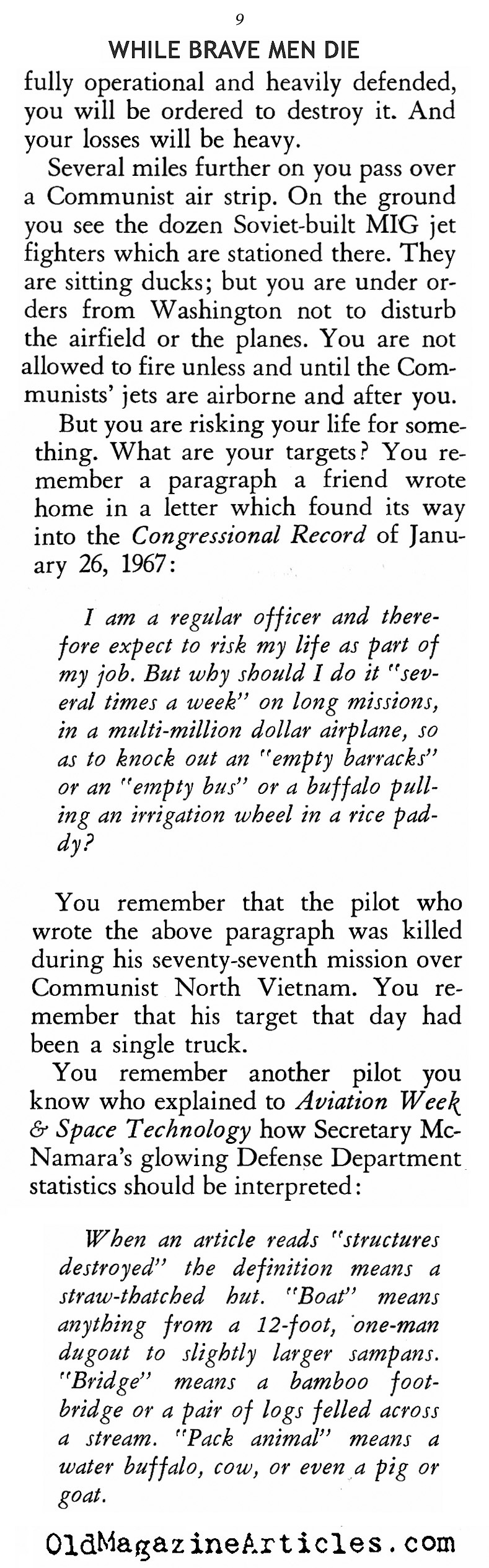 ''While Brave Men Die'' (American Opinion, 1967)