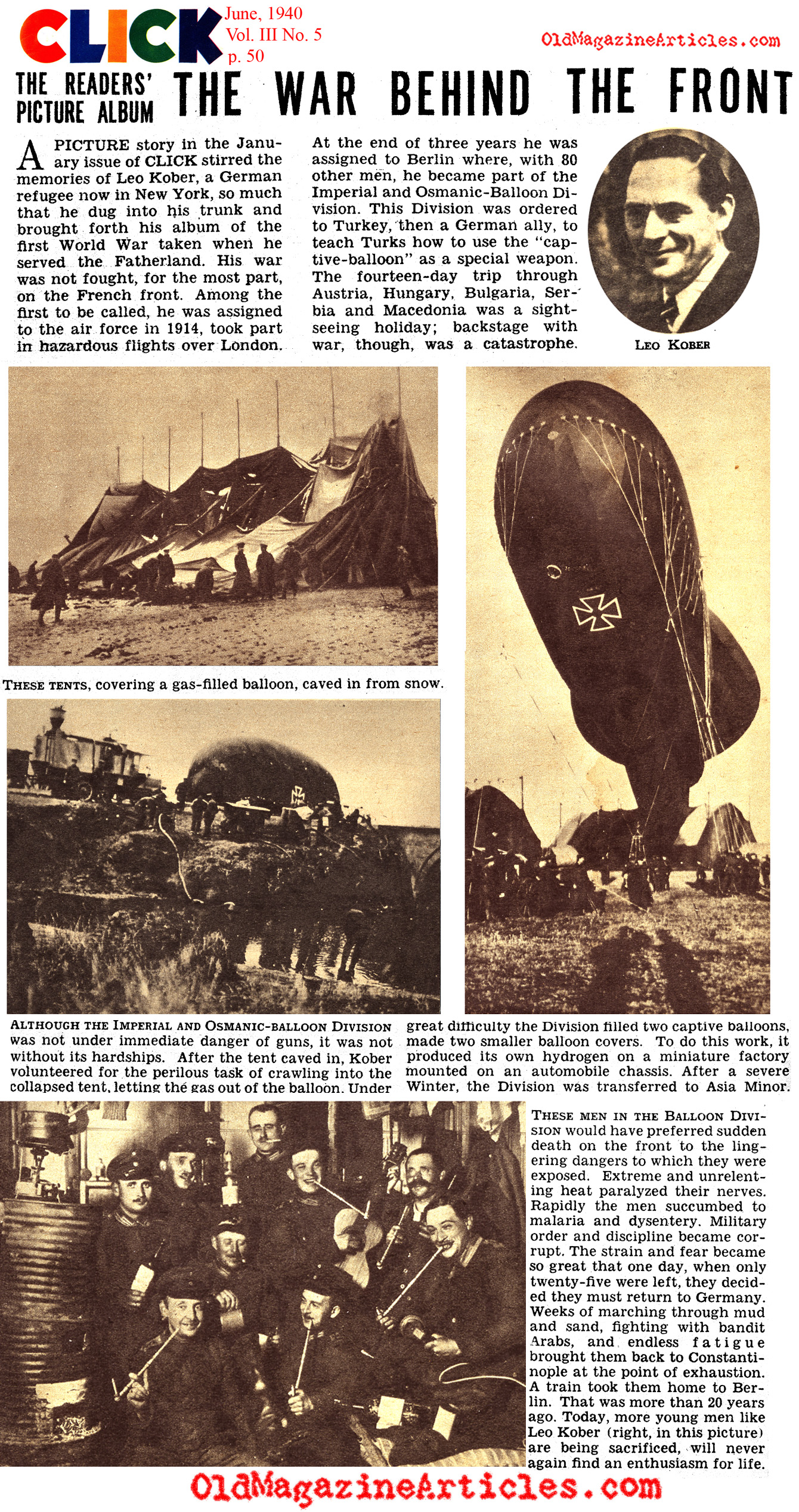 W.W. I Memories of the Imperial and Osmanic-Balloon Division (Click Magazine, 1940)