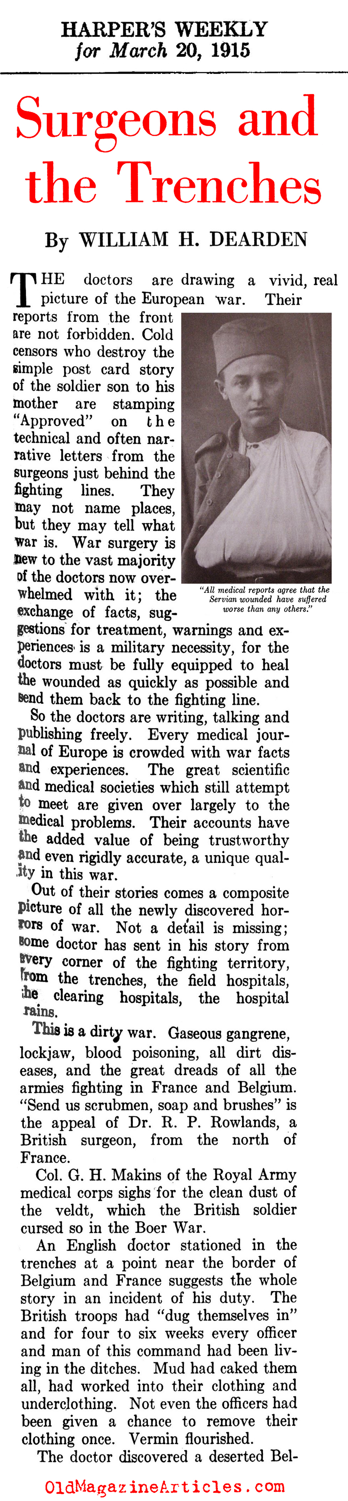 Trench Medicine (Harper's Weekly, 1915)
