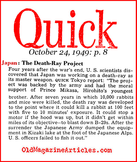 The Japanese Death Ray? (Quick Magazine, 1949)