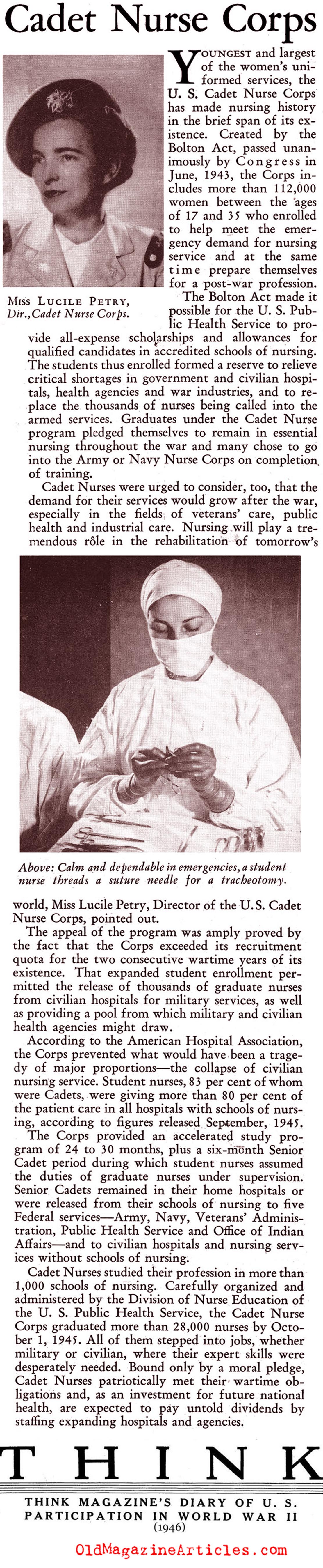 The Cadet Nurse Corps (Think Magazine, 1946)
