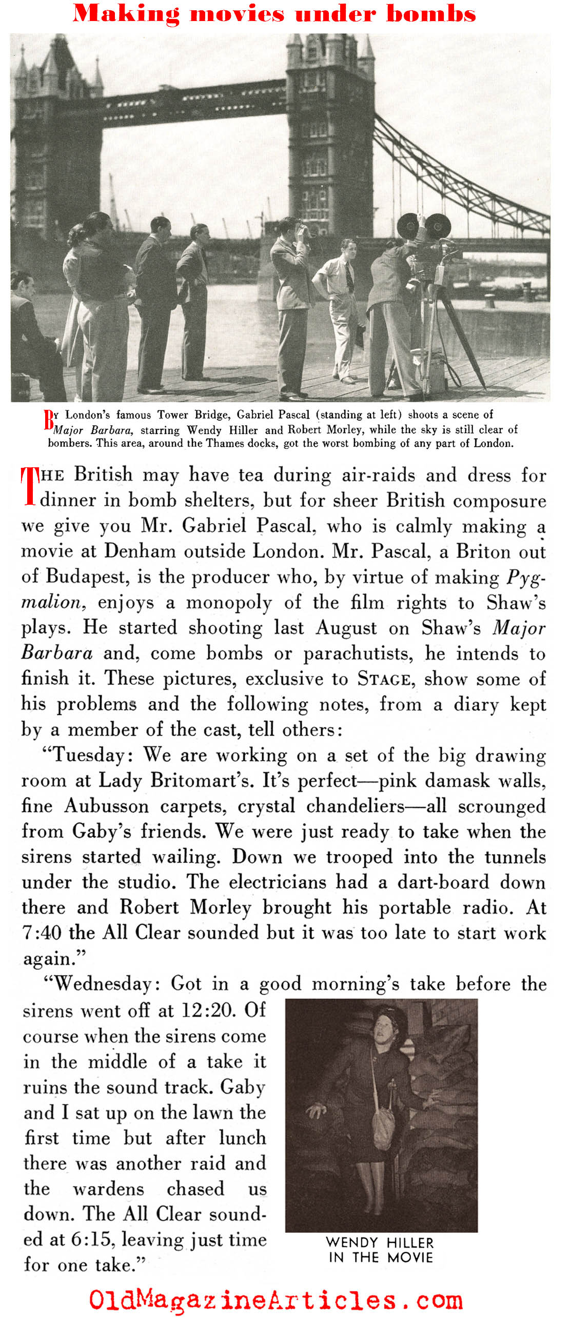 Shooting Scenes Between Air Raids (Stage Magazine, 1940)