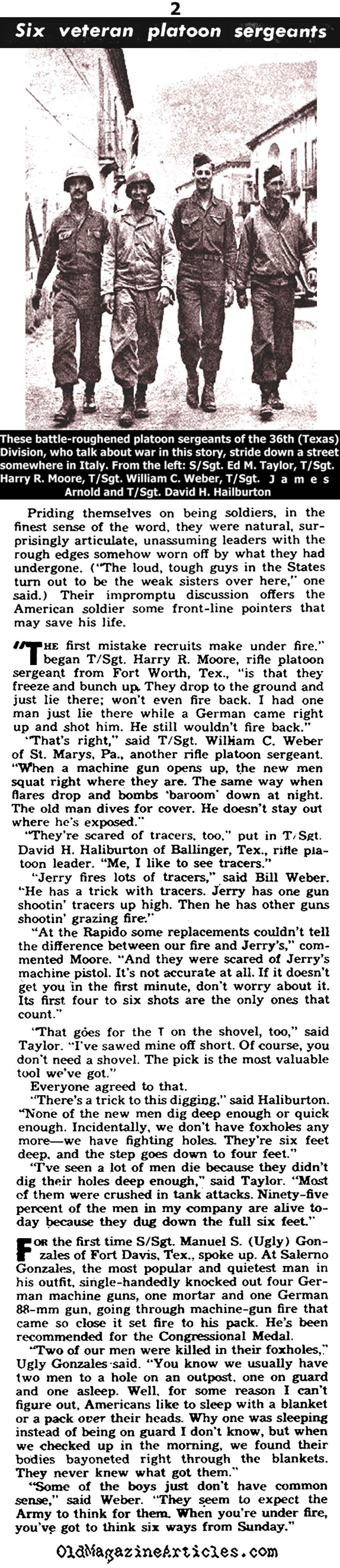 Front-Line Sergeants Talk Combat and Rant About Replacements  (Yank Magazine, 1945)