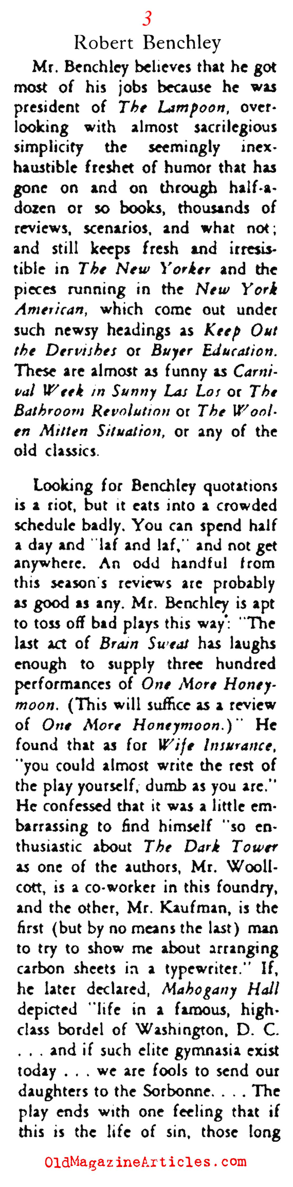  Robert Benchley, Humorist (Stage Magazine, 1934)