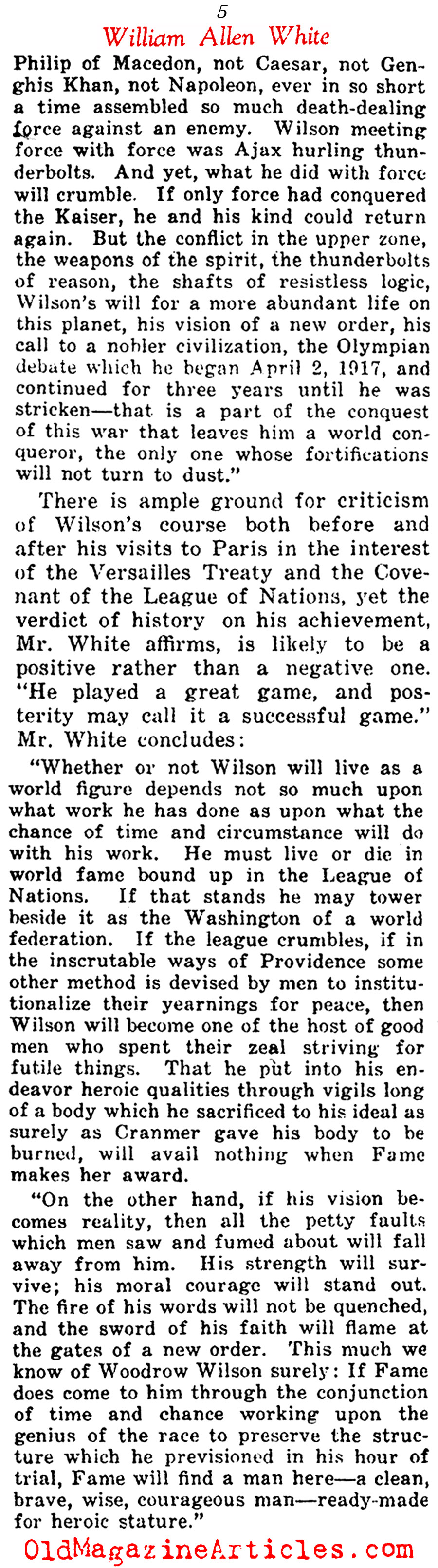 The Life of Woodrow Wilson  (Current Opinion, 1925)