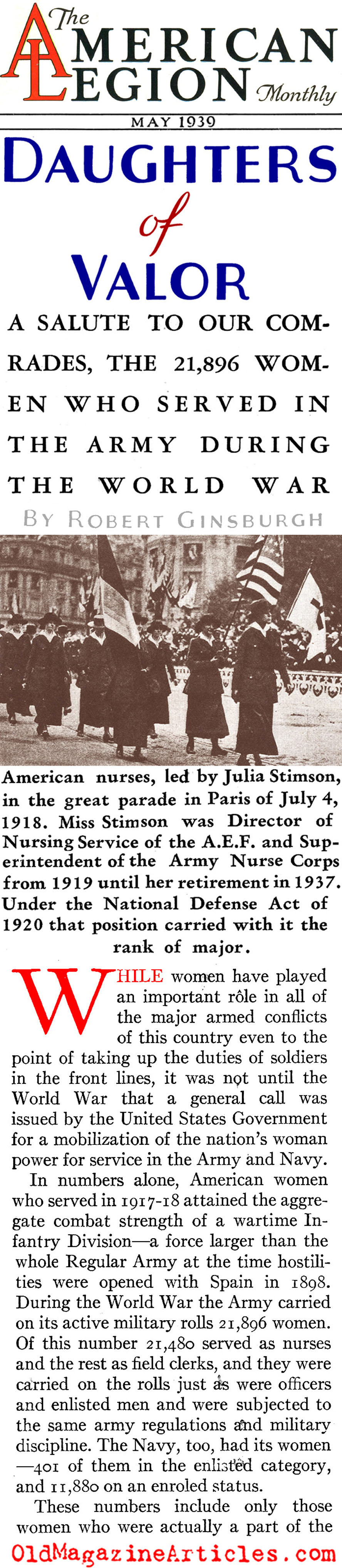 ''Daughters of Valor'' (American Legion Monthly, 1939)