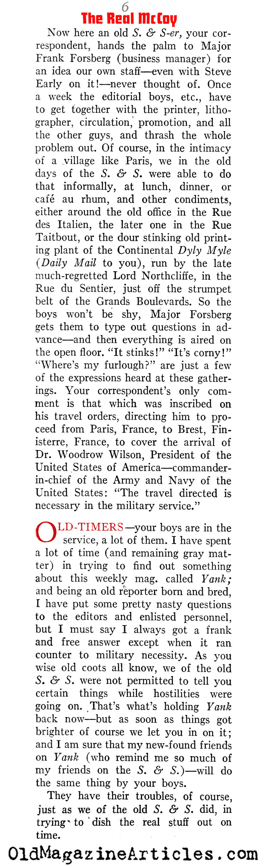 The First <i>Stars and Stripes</i> looks at <I>Yank</I> (American Legion Monthly, 1942)