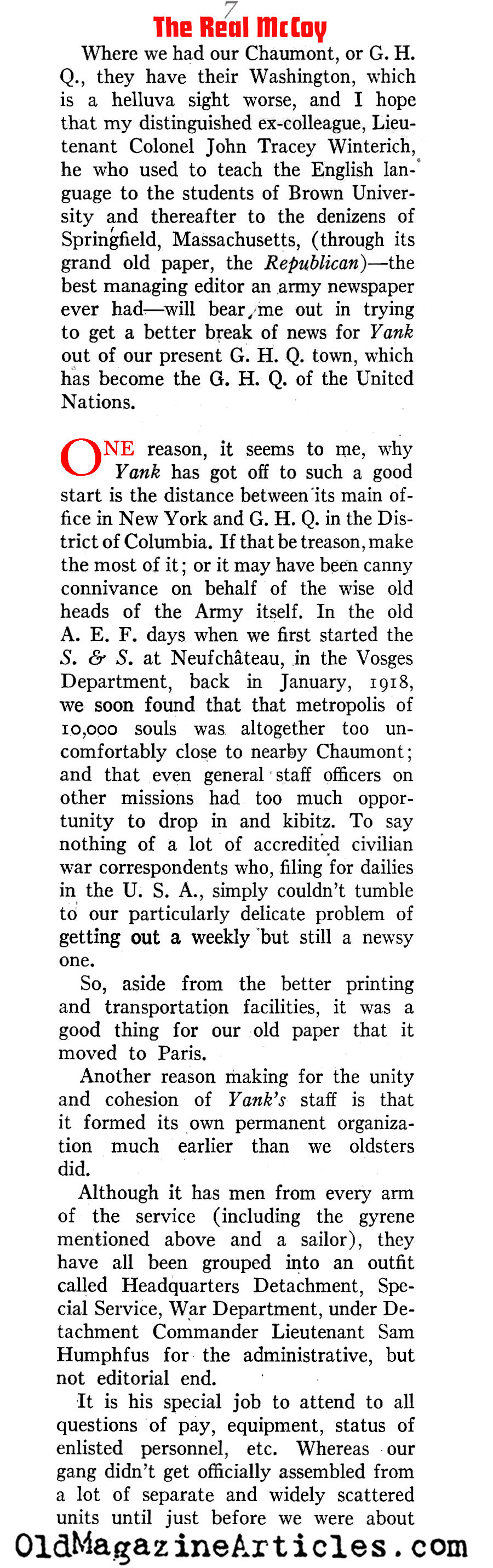 The First <i>Stars and Stripes</i> looks at <I>Yank</I> (American Legion Monthly, 1942)