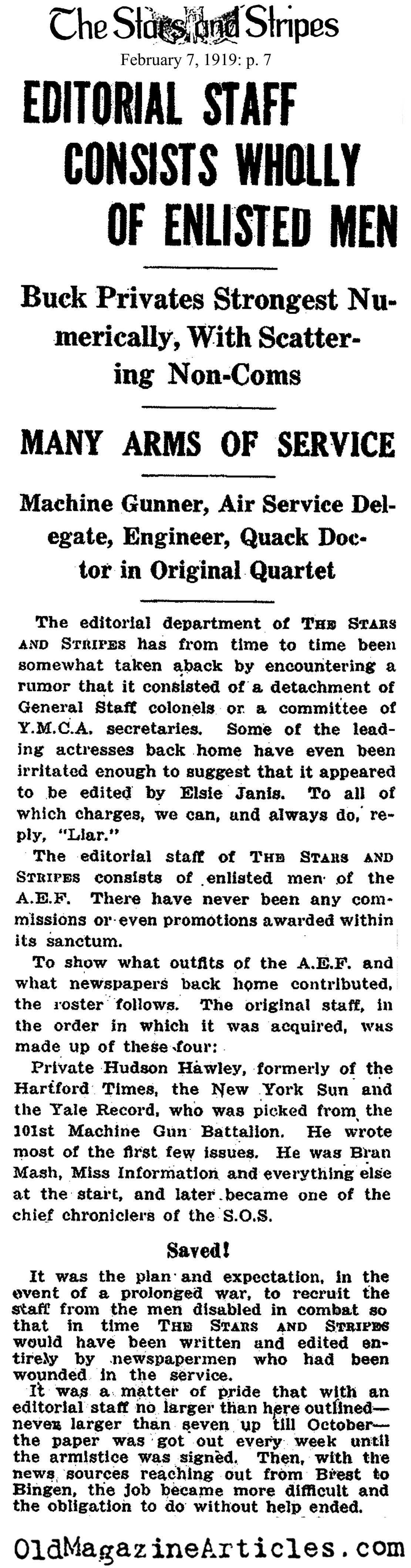 How the 'Stars & Stripes' Operated (The Stars and Stripes, 1919)