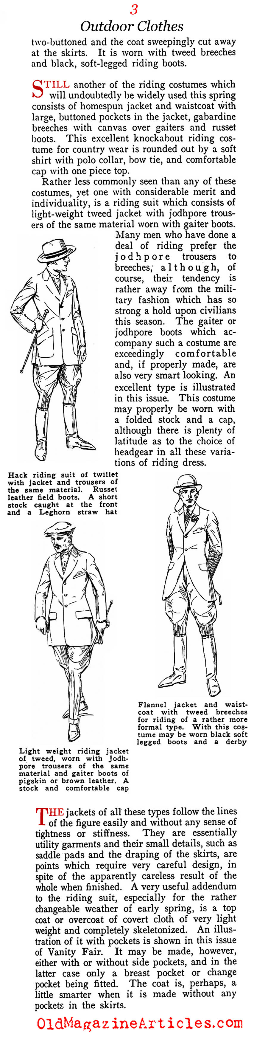 Man and Horse and Equestrian Clothing (Vanity Fair Magazine, 1918)
