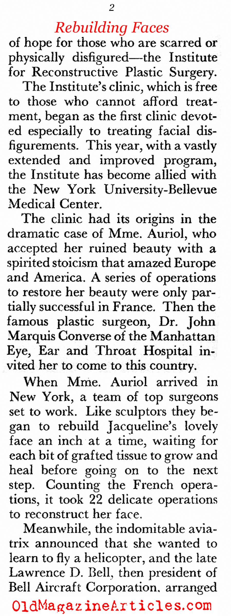 The Institute for Reconstructive Plastic Surgery<BR> (Coronet Magazine, 1959)