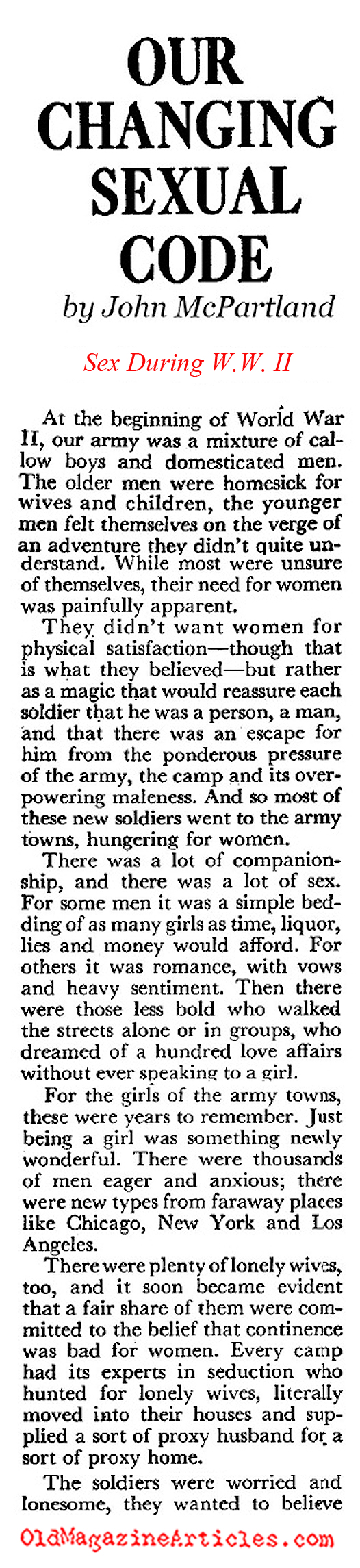 Sex During the Second World War (Coronet Magazine, 1955)