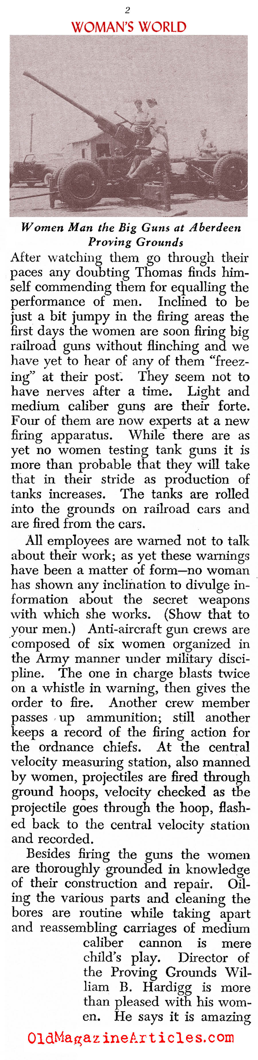 Women Behind the Guns (Assorted Magazines, 1942)