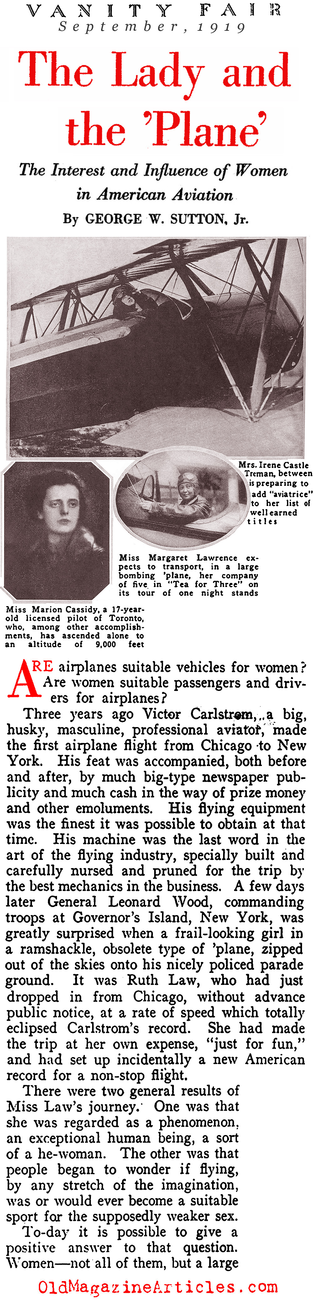 ''The Lady and the Plane'' (Vanity Fair, 1919)