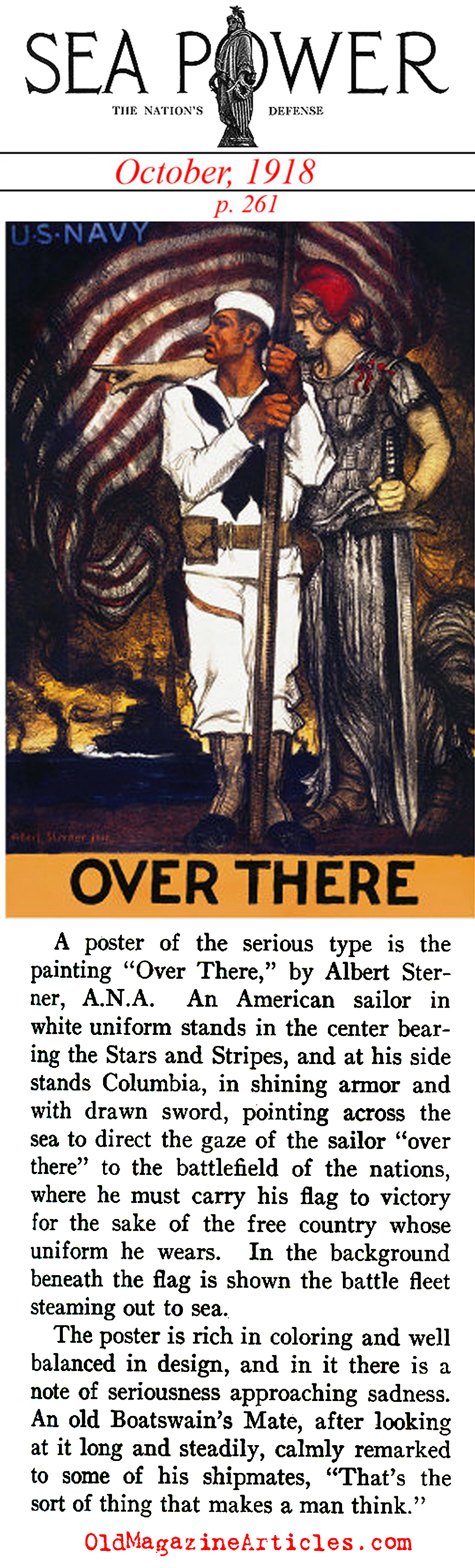 'Over There' by Albert Sterner (Sea Power Magazine, 1918)