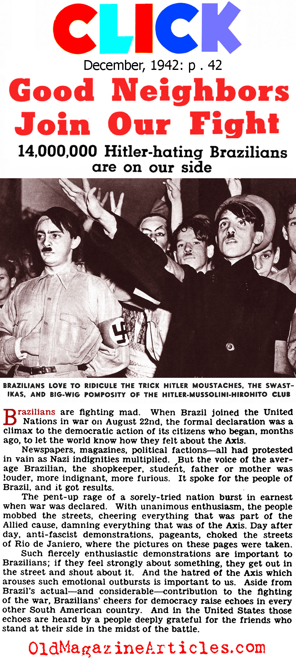 Brazil Declares War on the Axis (Click Magazine, 1942)