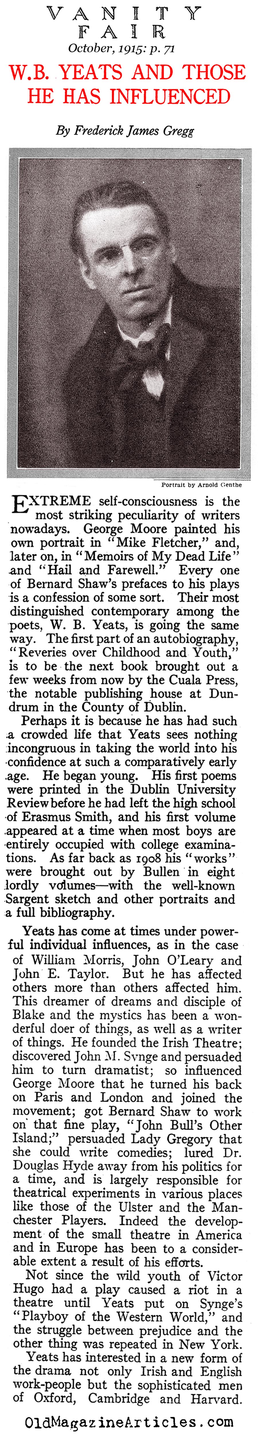 ''W. B. Yeats and Those He Has Influenced'' (Vanity Fair,1915)