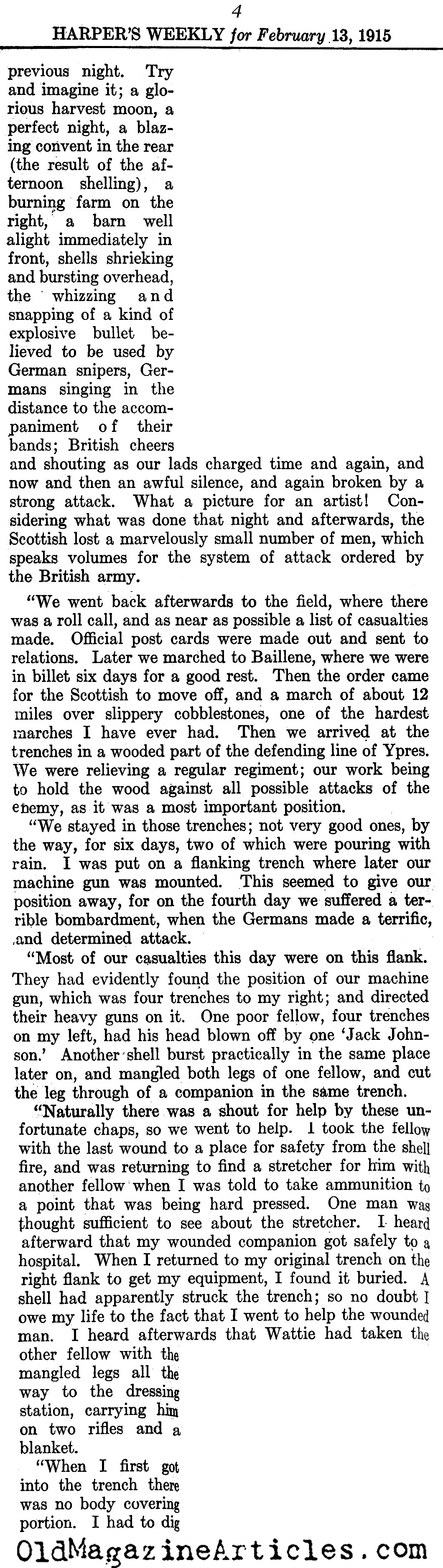 A Briton Writes From Ypres (Harper's Weekly, 1915)