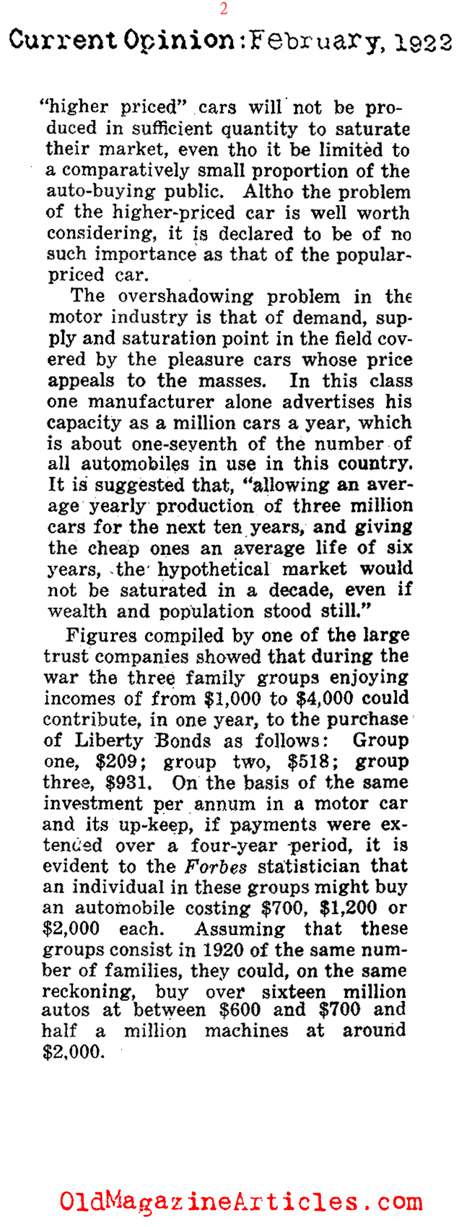 Car Ownership in the Early Twenties