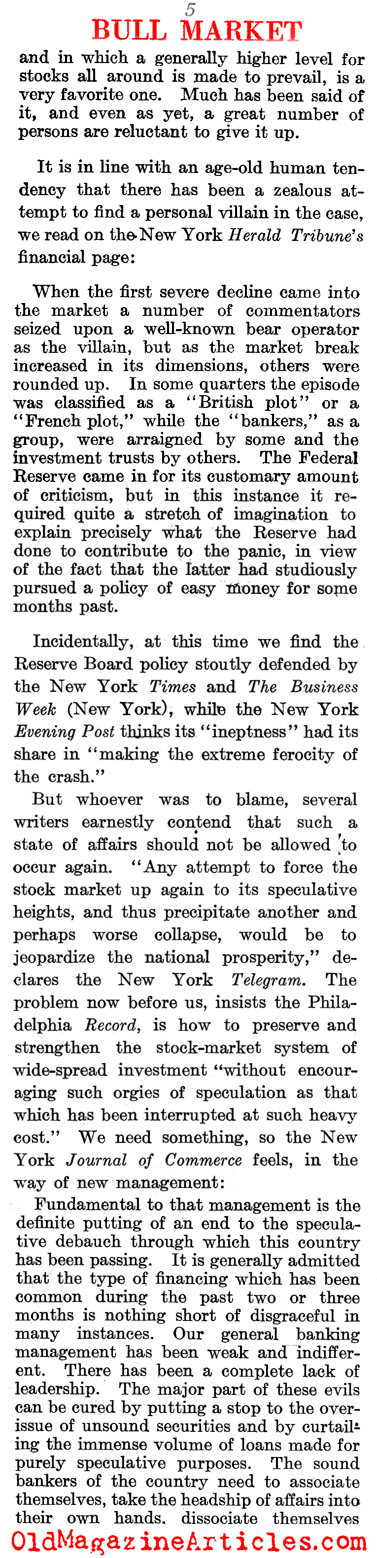 The Collapse [BR]of the[BR] Bull Market