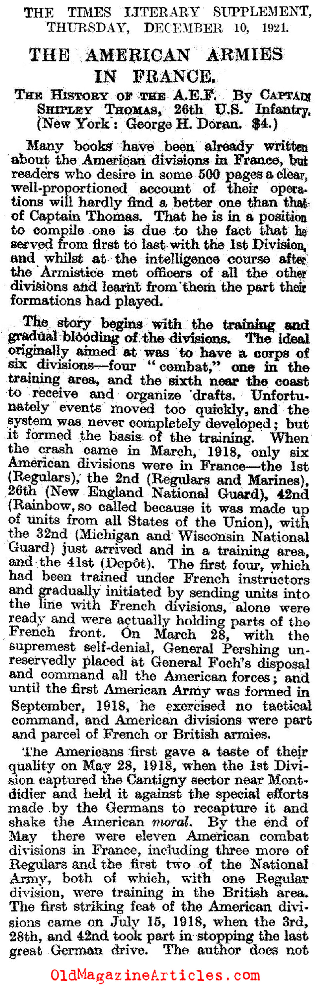 A History of the AEF: the Doughboys in France