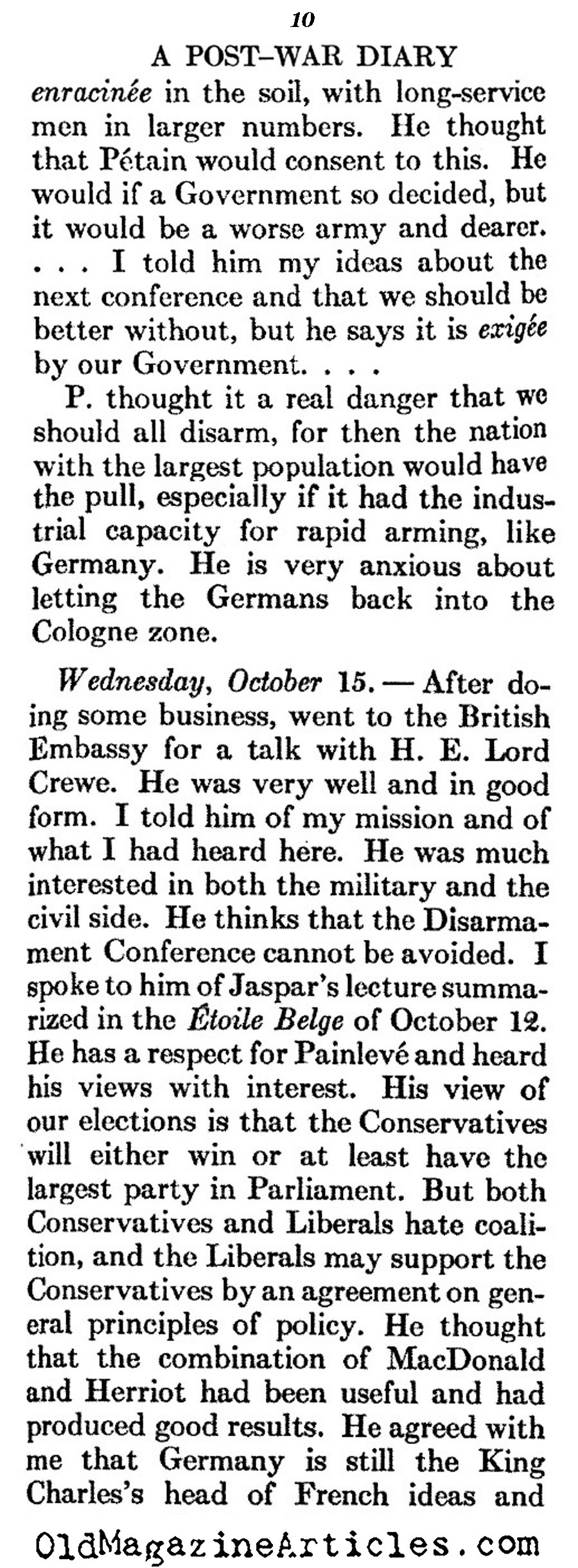 World War I Reminiscences by Charles A Court Repington