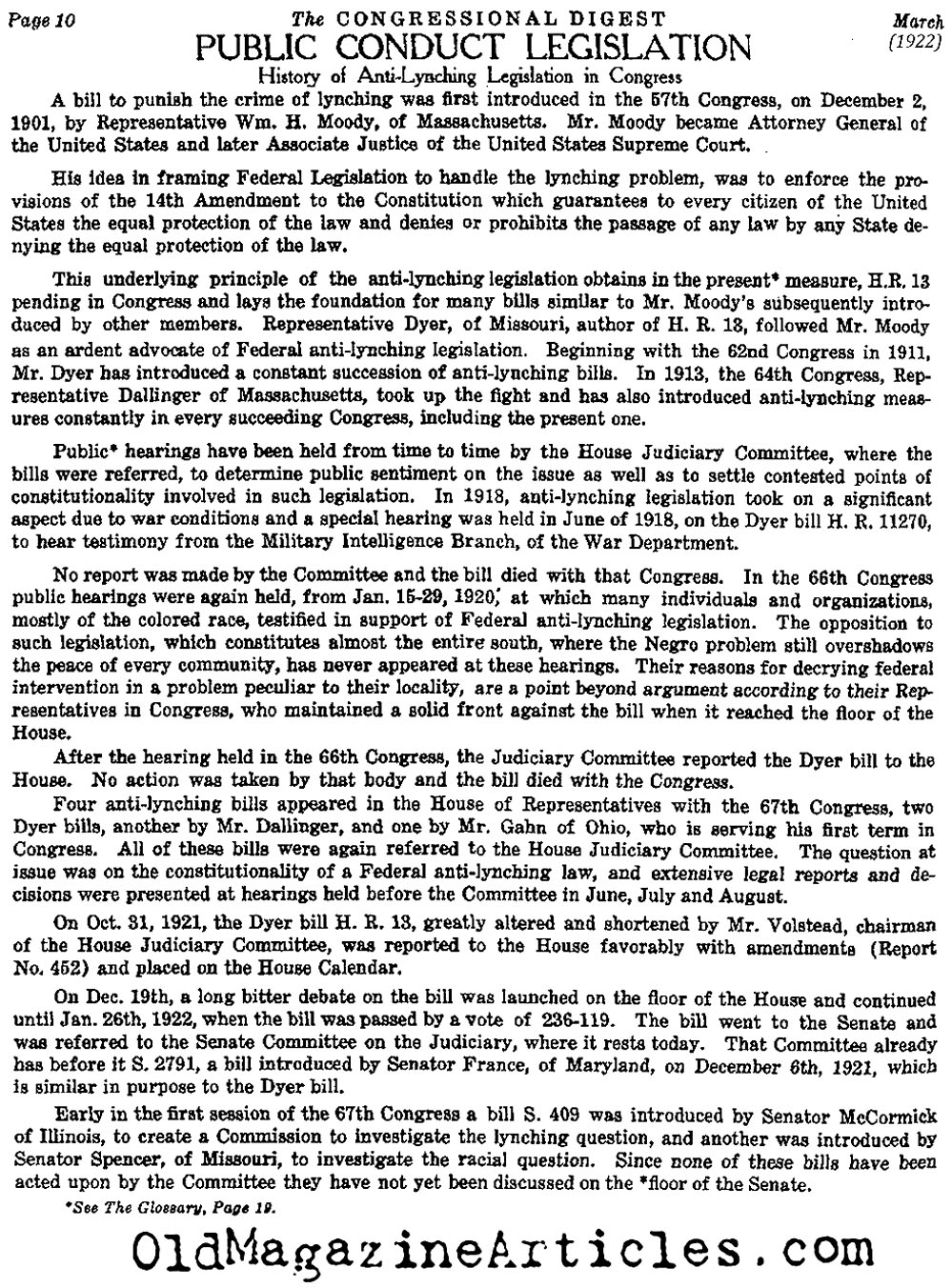 A Congressional History of Anti-Lynching Legislation